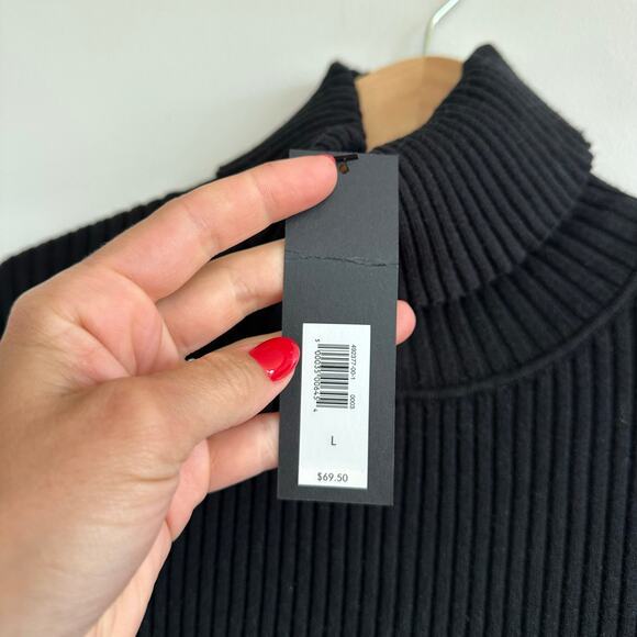 Banana Republic Best Ribbed Short Sleeve Turtleneck Pullover Sweater Black L NWT - Picture 5 of 8